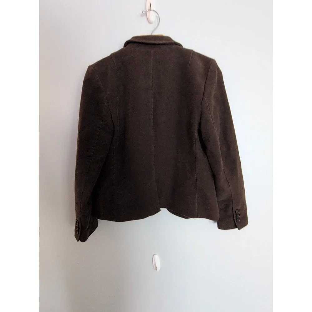 Hk_Hhh Women's Brown Cotton Blazer Jacket Size Small Polka Dot Lining Casual Pre - Picture 8 of 13